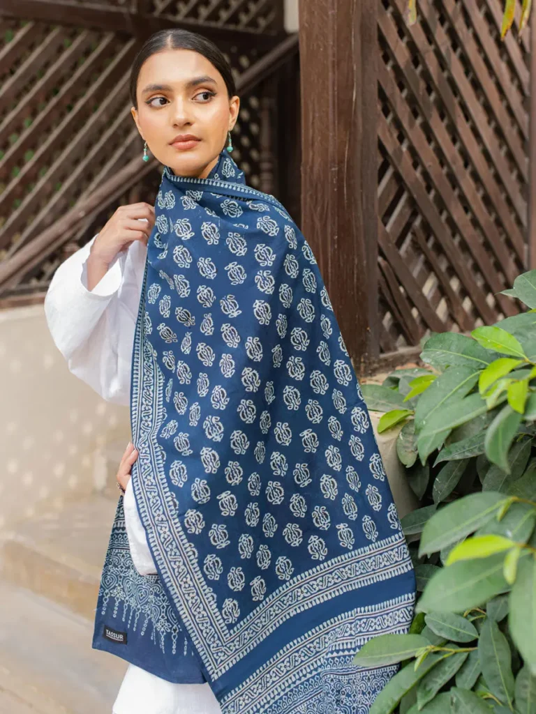 Ajrak Scarf – Blue